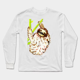 Sloth with moustache Long Sleeve T-Shirt